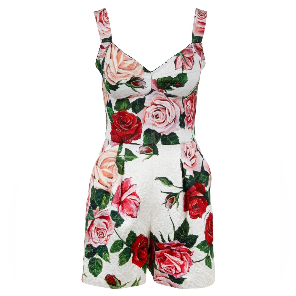 Dolce & Gabbana Neutral rose corset bustier romper jumpsuit NWT